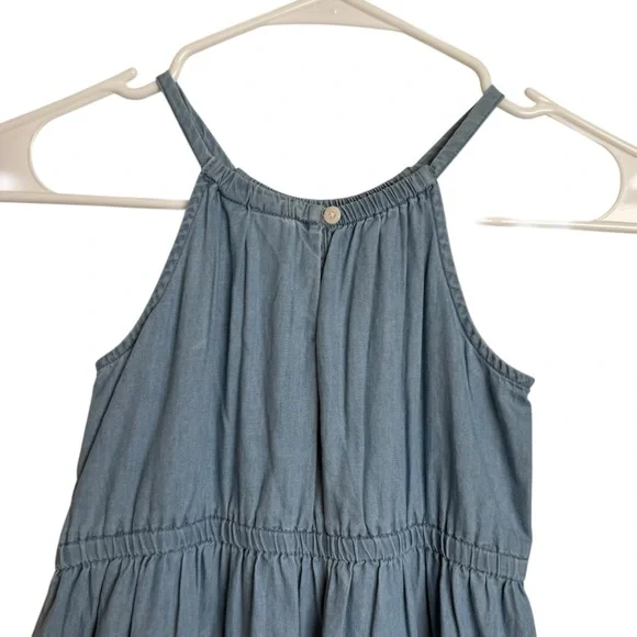 Gap Kids Chambray Tiered High Neck Midi Dress Girls Size Small 6-7 Blue NWT - Picture 6 of 9
